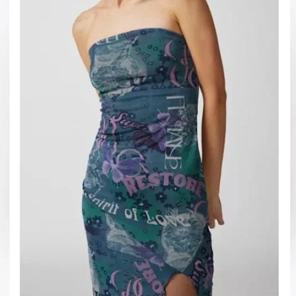 NWOT Urban Outfitters Samara Mesh Strapless Midi Dress